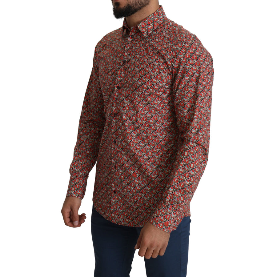 Dolce & Gabbana Elegant Red Martini Fit Cotton Shirt