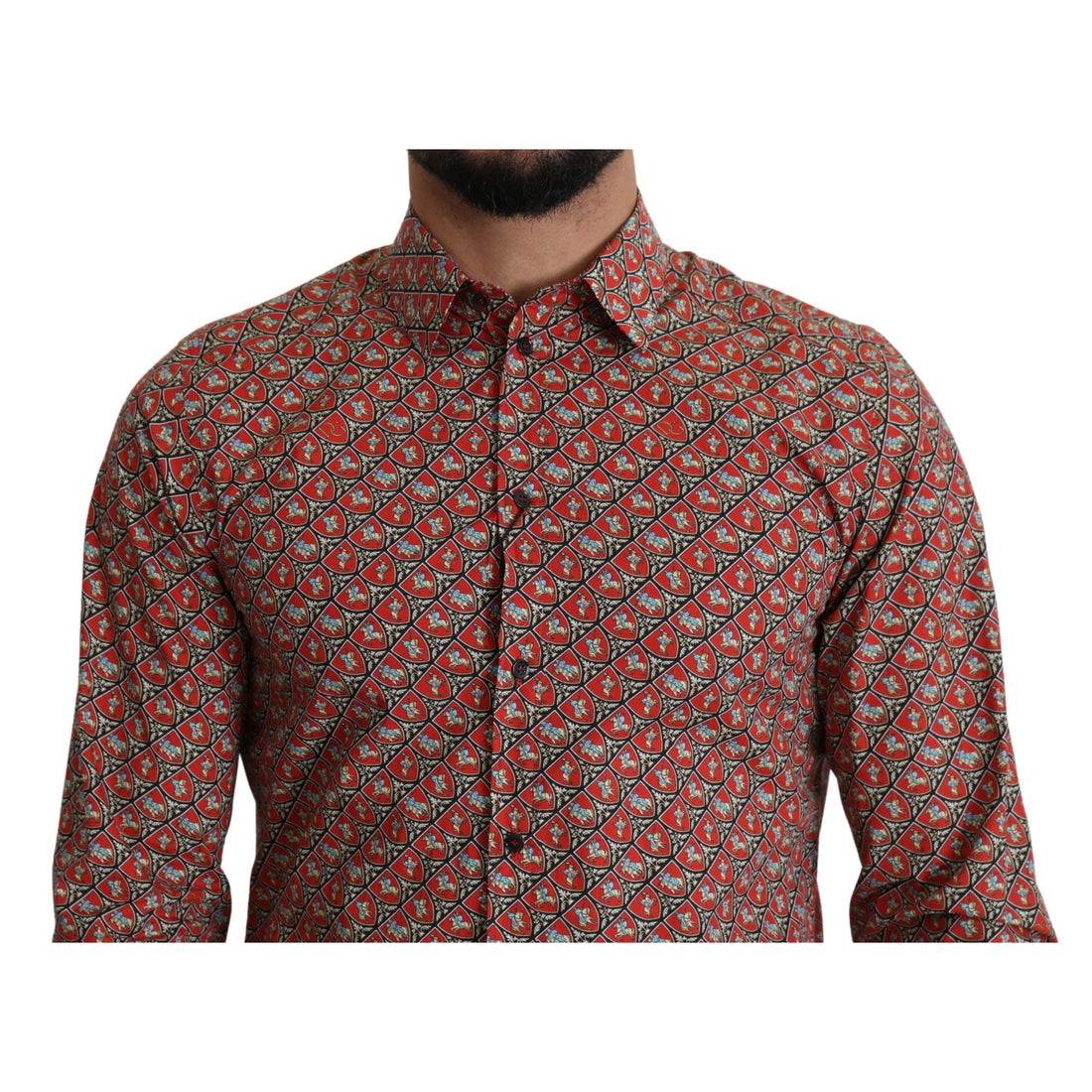 Dolce & Gabbana Elegant Red Martini Fit Cotton Shirt