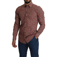 Dolce & Gabbana Elegant Red Martini Fit Cotton Shirt