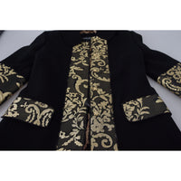 Dolce & Gabbana Elegant Gold Black Jacquard Trench Coat