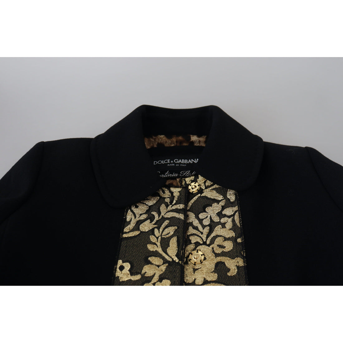 Dolce & Gabbana Elegant Gold Black Jacquard Trench Coat