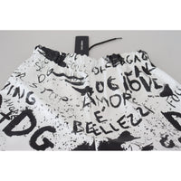 Dolce & Gabbana Elasticated Graffiti Print Cotton Shorts