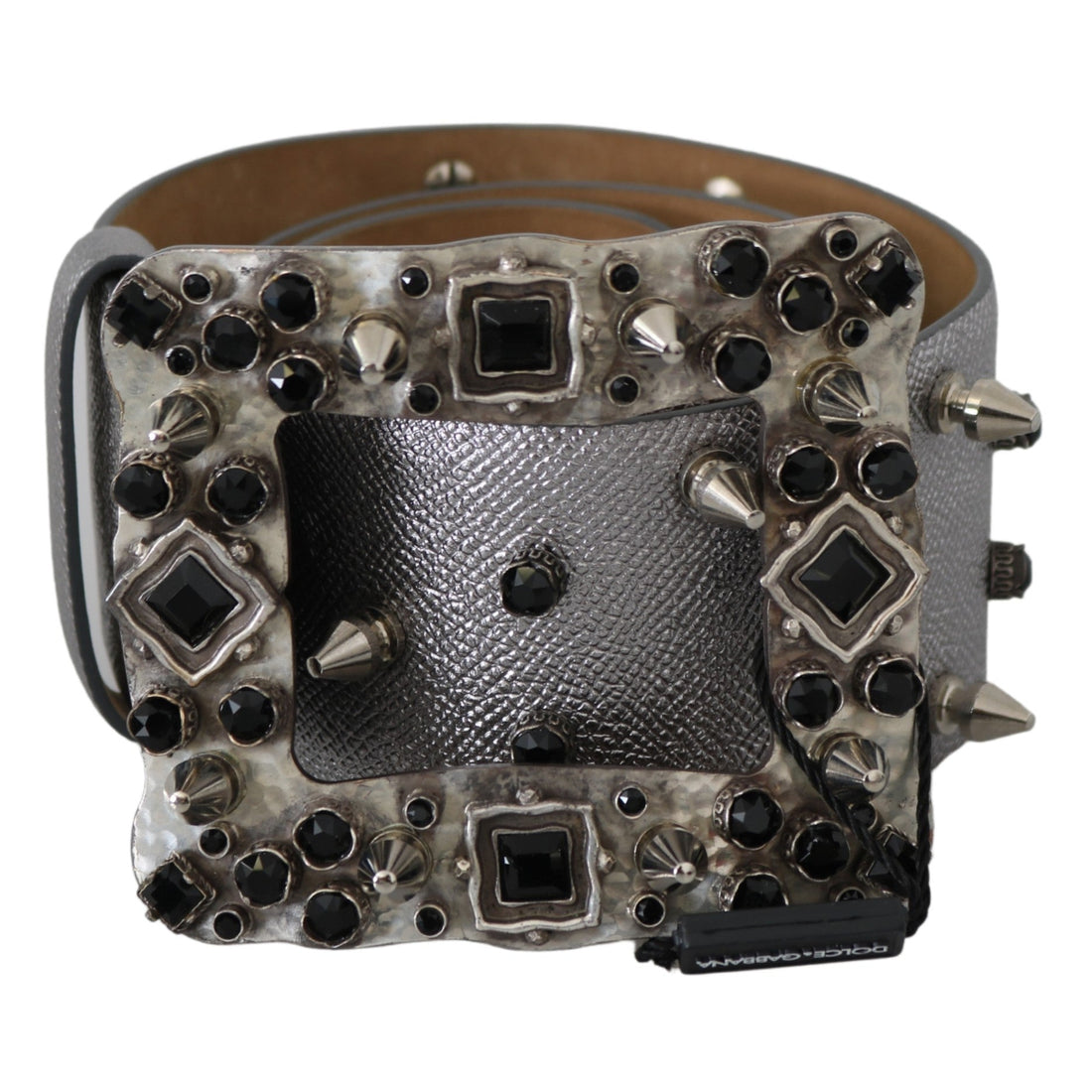 Dolce & Gabbana Stunning Silver Leather Crystal-Studded Belt