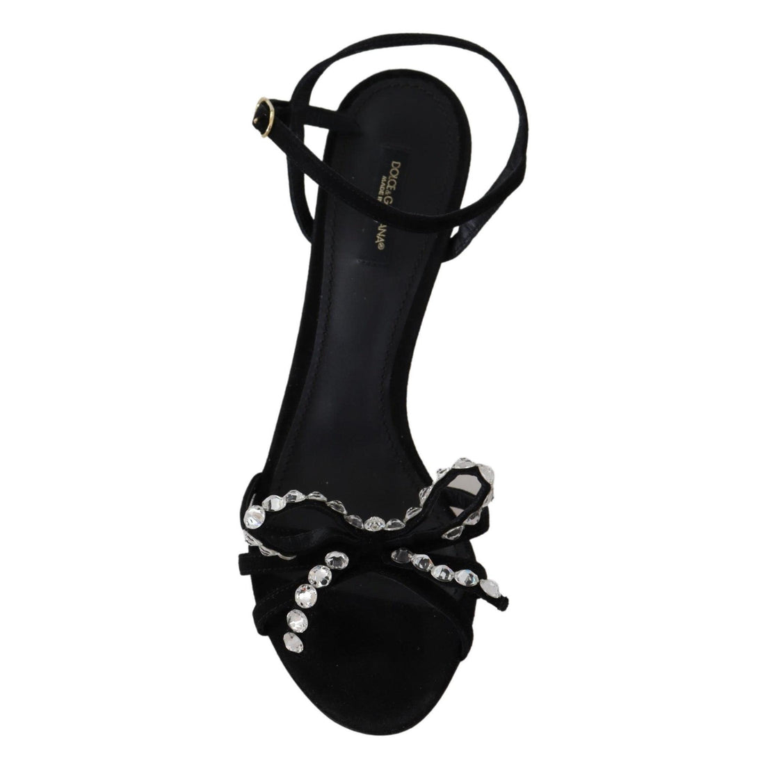 Dolce & Gabbana Elegant Suede High Sandals with Crystal Bows