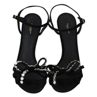 Dolce & Gabbana Elegant Suede High Sandals with Crystal Bows