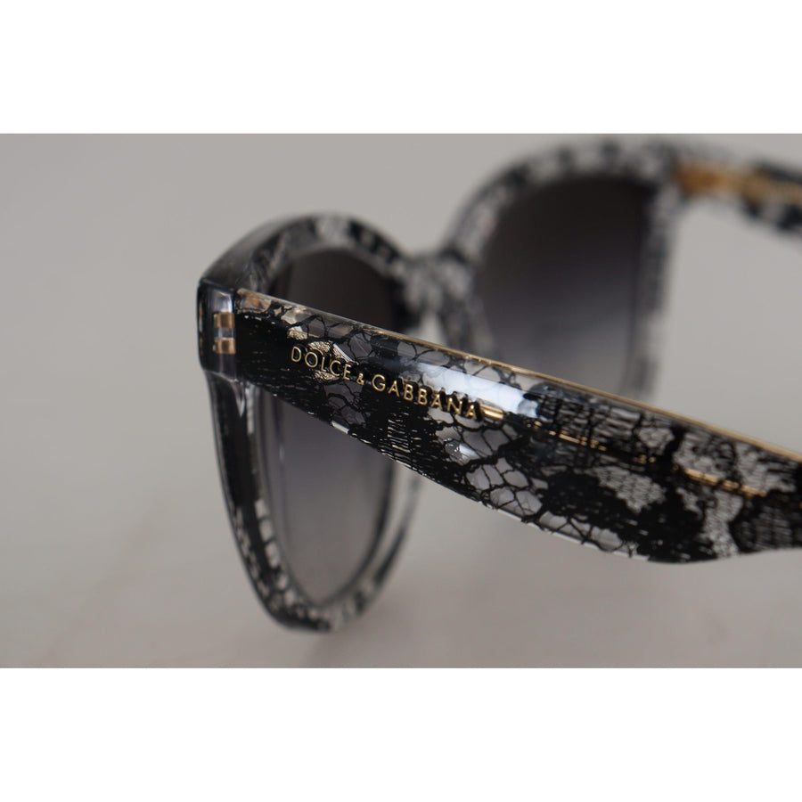 Dolce & Gabbana Elegant White Lace Applique Sunglasses