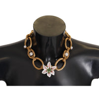 Dolce & Gabbana Elegant Gold Lilly Flower Pendant Necklace