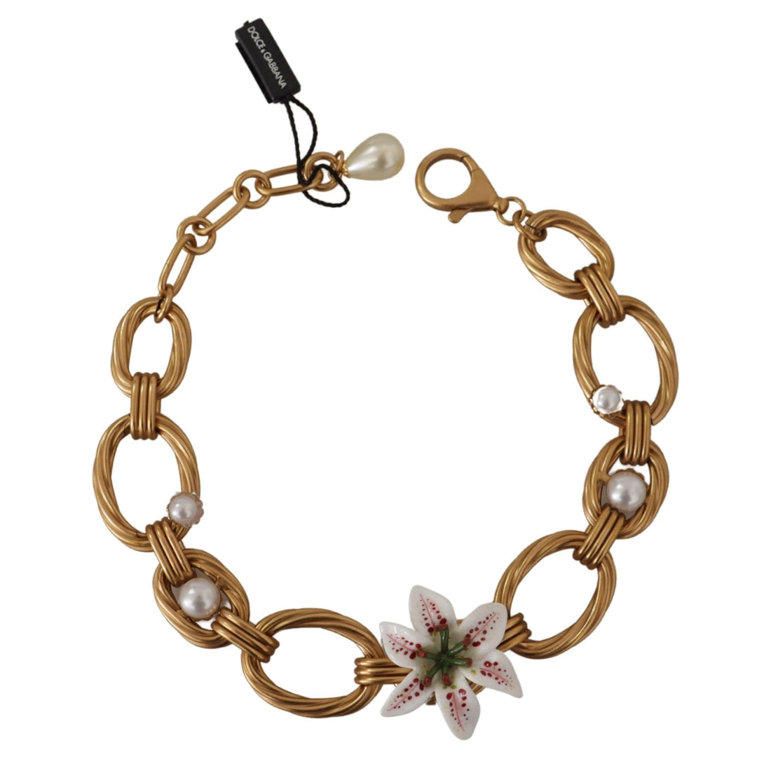 Dolce & Gabbana Elegant Gold Lilly Flower Pendant Necklace