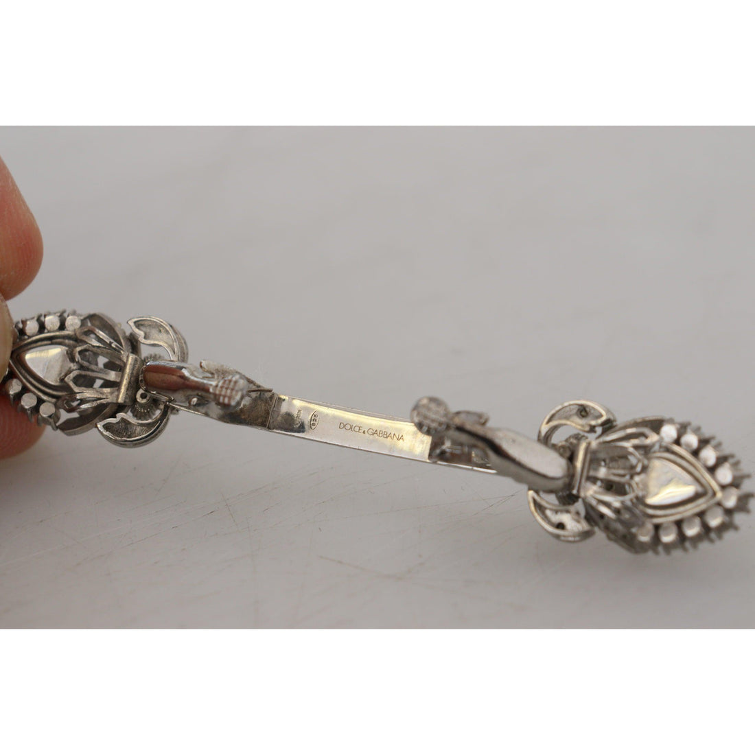 Dolce & Gabbana Elegant Sterling Silver Glass Brooch