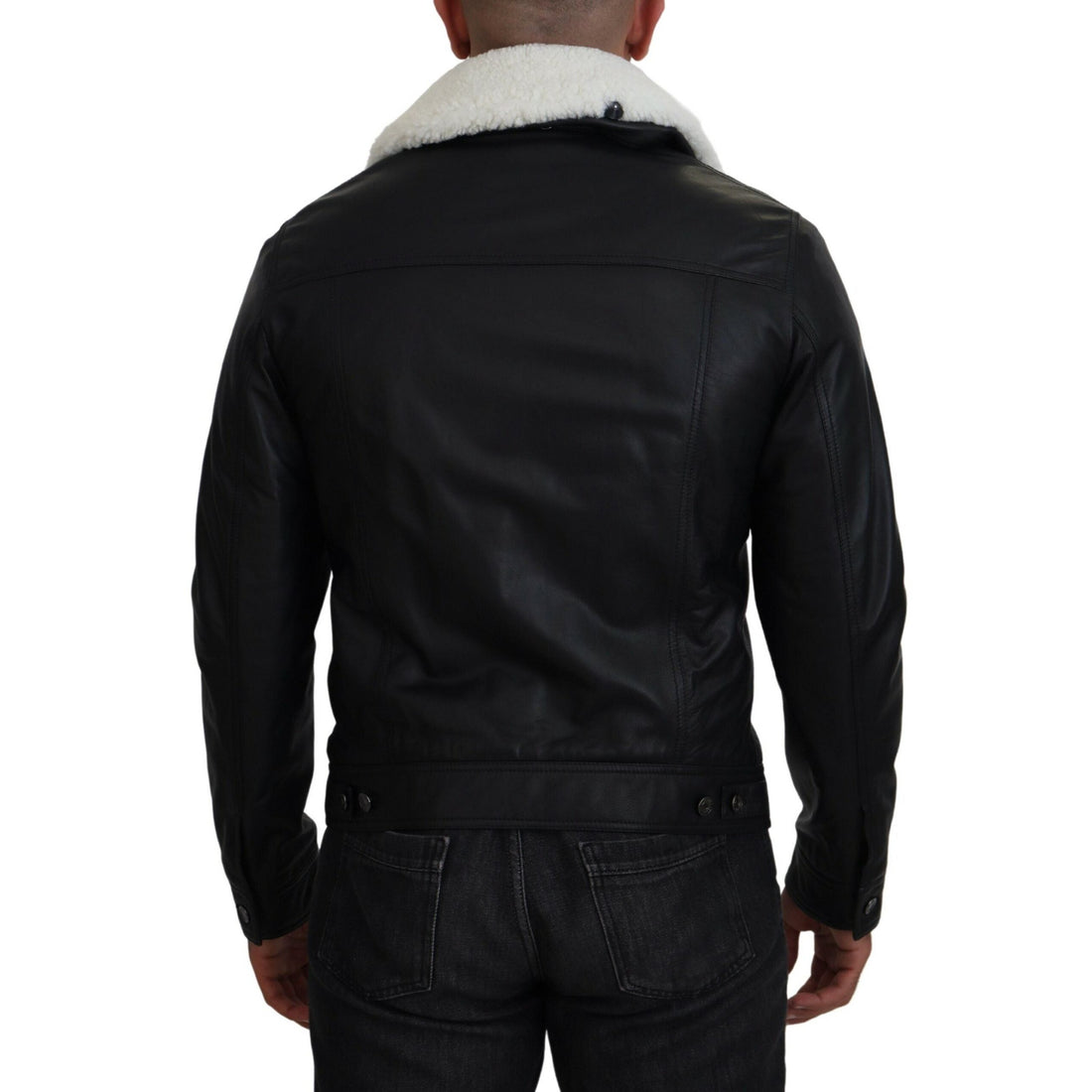 Dolce & Gabbana Elegant Black Leather Bomber Jacket