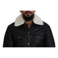 Dolce & Gabbana Elegant Black Leather Bomber Jacket