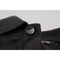 Dolce & Gabbana Elegant Black Leather Bomber Jacket