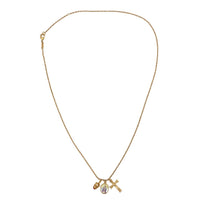 Dolce & Gabbana Elegant Gold Tone Charm Necklace with Cross Pendant