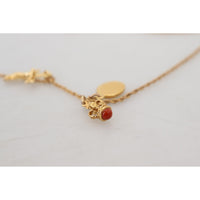 Dolce & Gabbana Elegant Gold Tone Charm Necklace with Cross Pendant