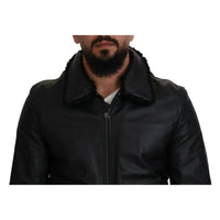 Dolce & Gabbana Chic Black Leather Silk-Lined Jacket