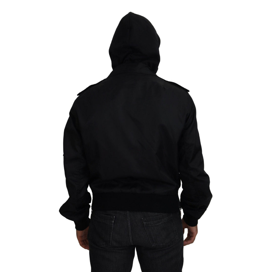 Dolce & Gabbana Sleek Black Hooded Bomber Jacket