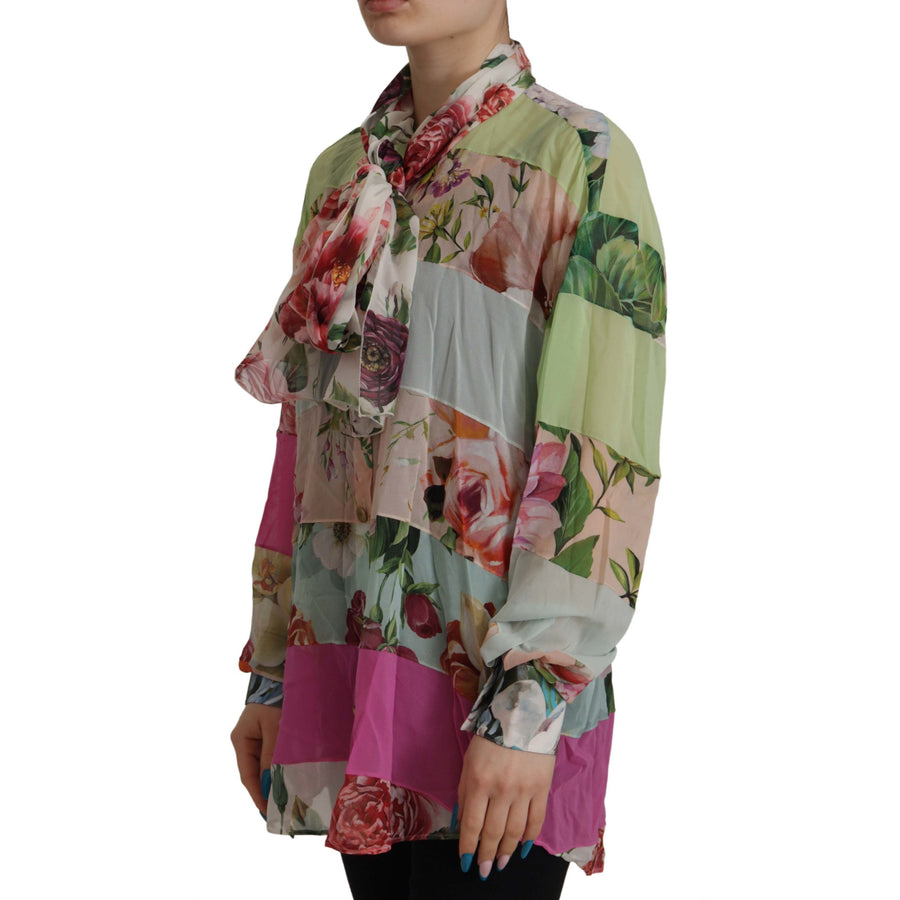 Dolce & Gabbana Elegant Floral Patchwork Silk Blouse