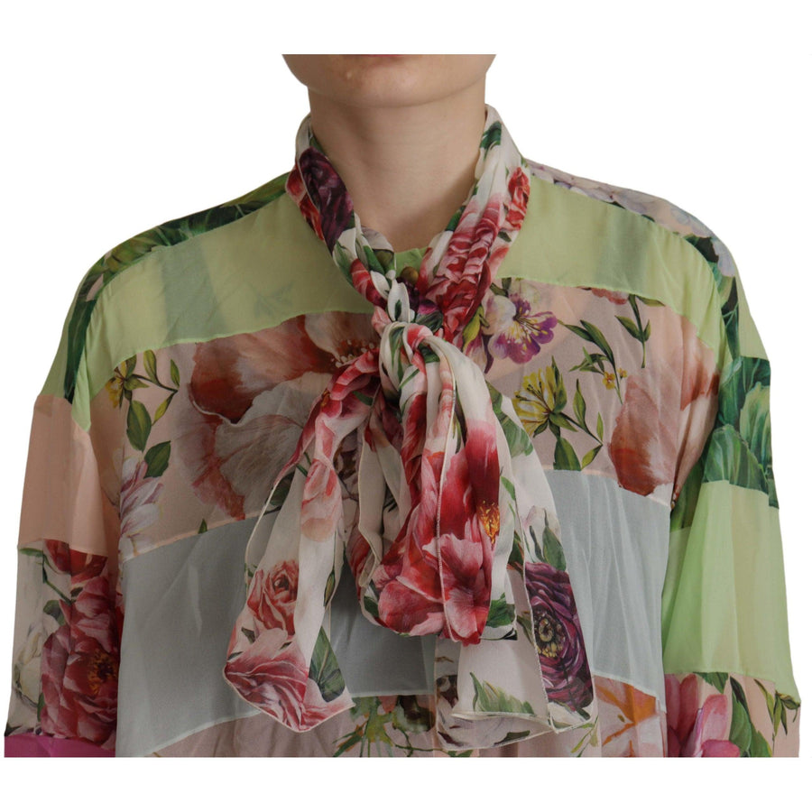 Dolce & Gabbana Elegant Floral Patchwork Silk Blouse