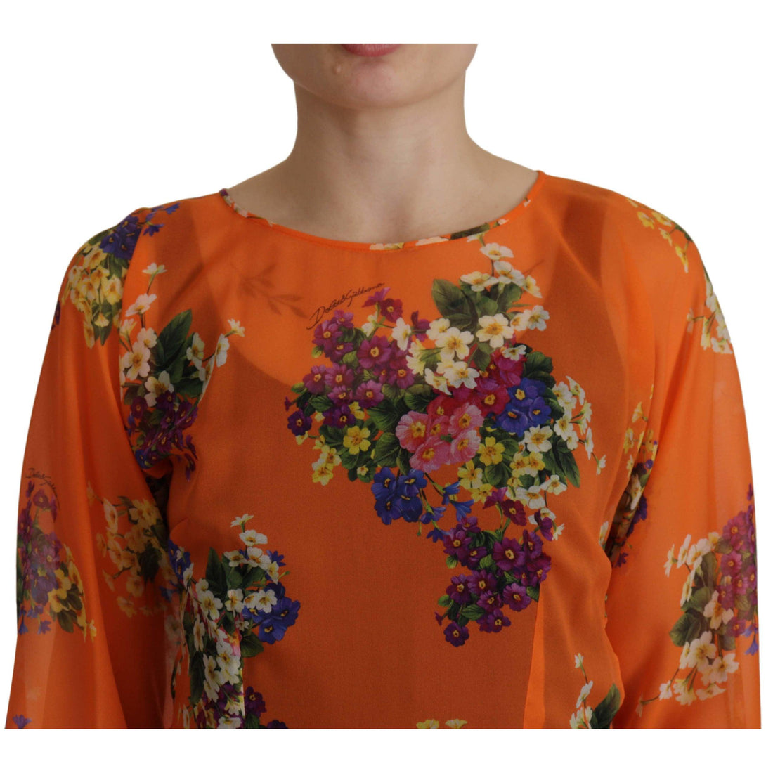 Dolce & Gabbana Elegant Floral Silk Blouse with Back Zipper