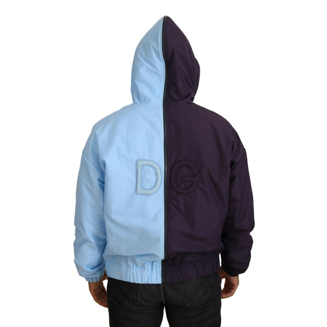 Dolce & Gabbana Elegant Hooded Blue Jacket - Full Zipper Closure