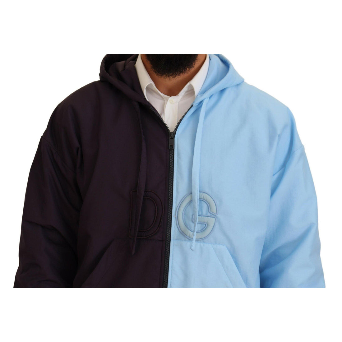 Dolce & Gabbana Elegant Hooded Blue Jacket - Full Zipper Closure