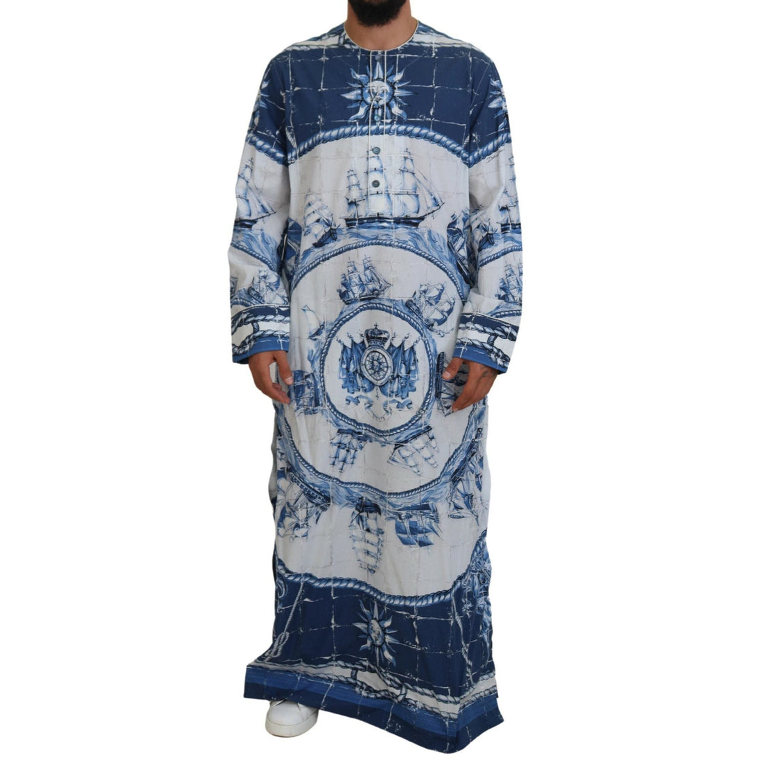 Dolce & Gabbana Majestic Blue Cotton-Silk Thobe Robe