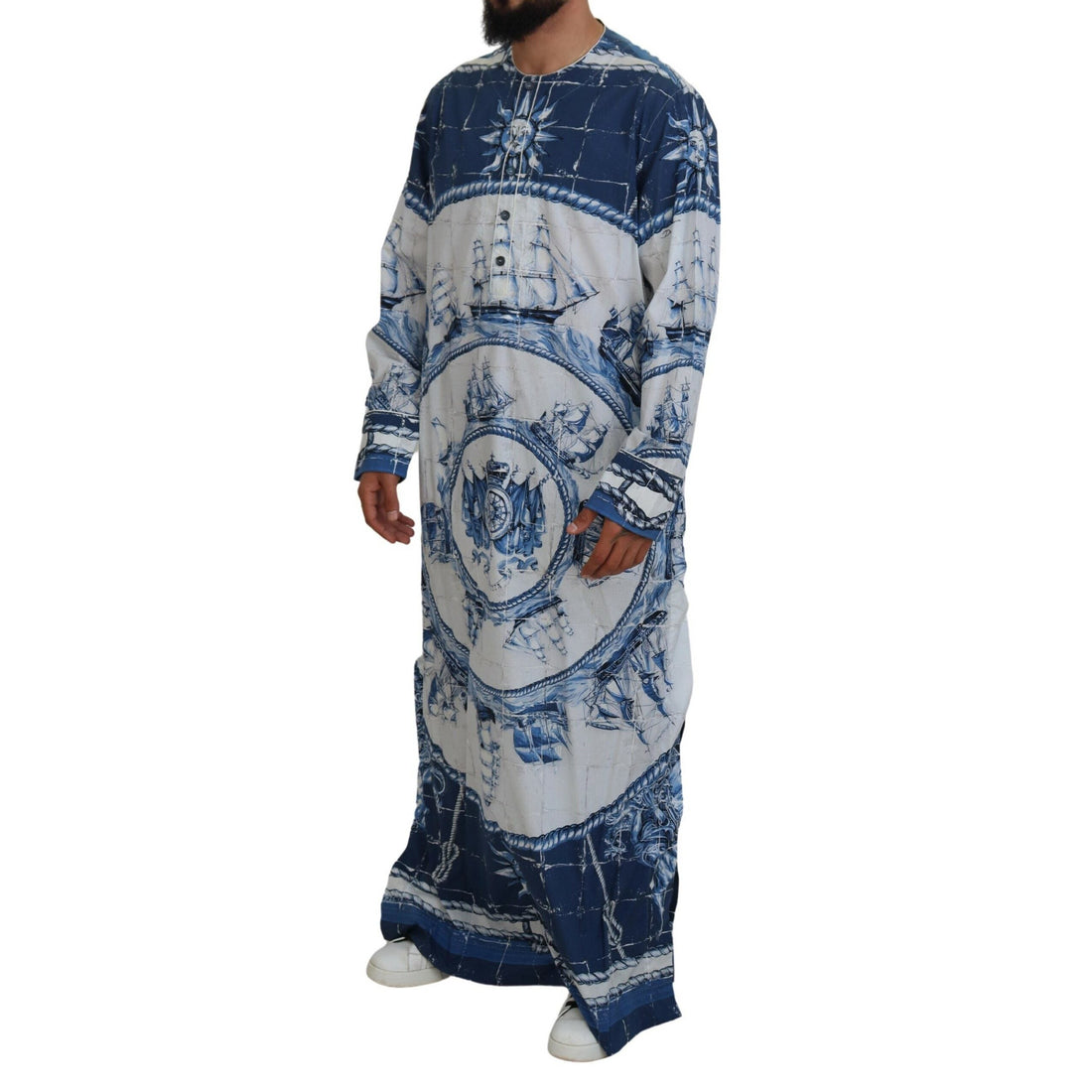 Dolce & Gabbana Majestic Blue Cotton-Silk Thobe Robe