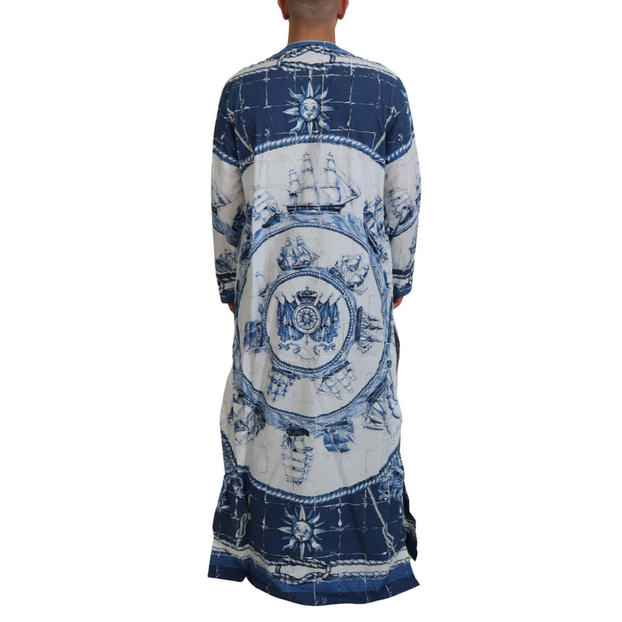 Dolce & Gabbana Majestic Blue Cotton-Silk Thobe Robe