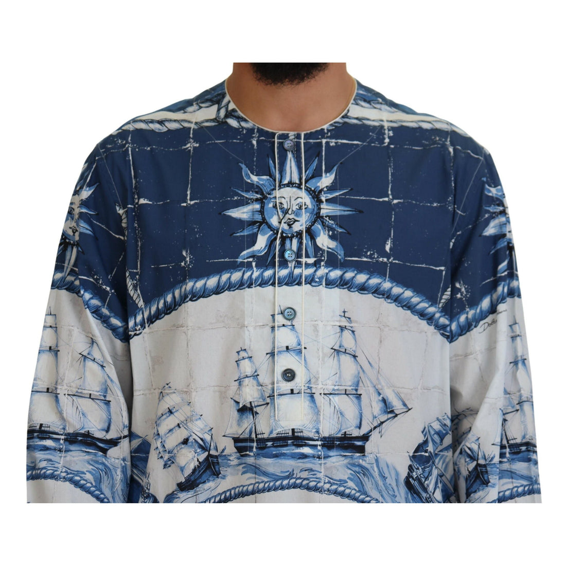 Dolce & Gabbana Majestic Blue Cotton-Silk Thobe Robe