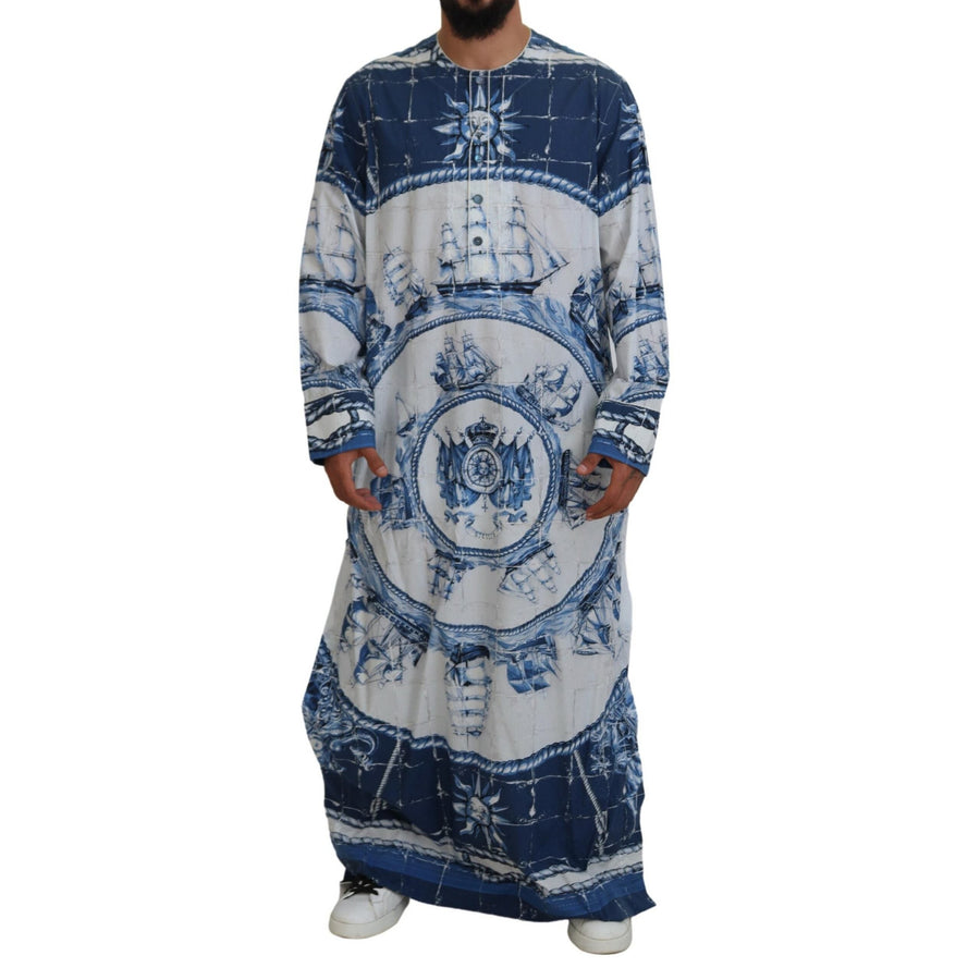 Dolce & Gabbana Majestic Blue Cotton-Silk Thobe Robe