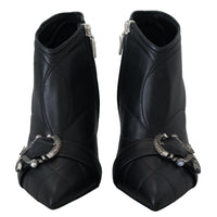 Dolce & Gabbana Elegant Black Quilted Leather Booties