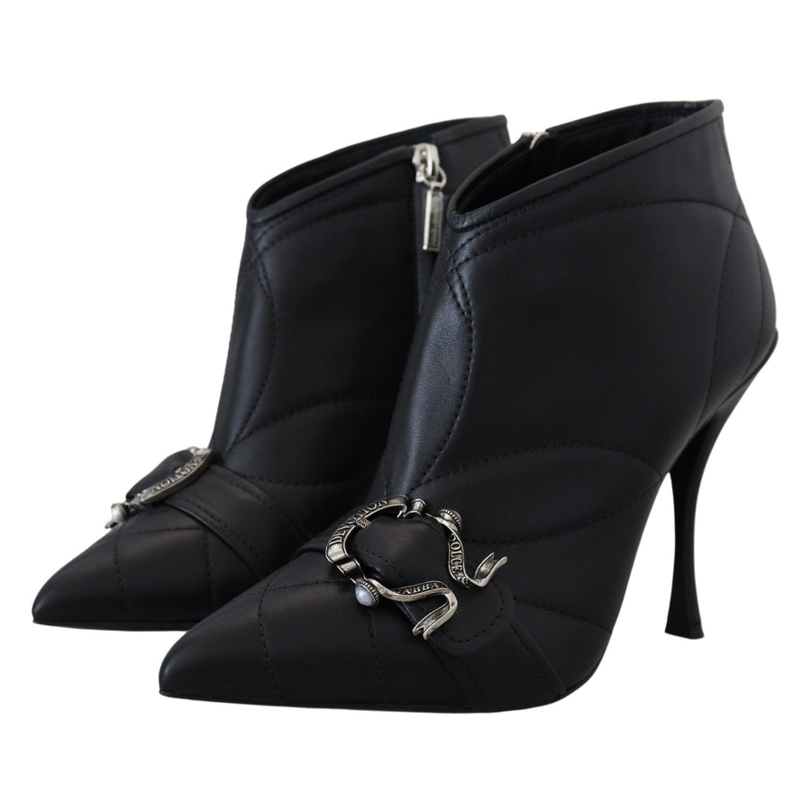 Dolce & Gabbana Elegant Black Quilted Leather Booties