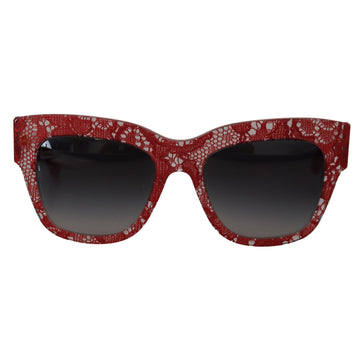 Dolce & Gabbana Elegant Lace-Infused Red Sunglasses