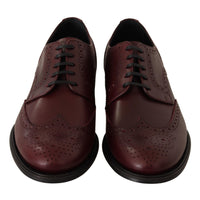 Dolce & Gabbana Elegant Bordeaux Leather Derby Shoes