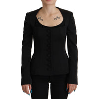 Dolce & Gabbana Sleek Black Snap Jacket with Silk Lining