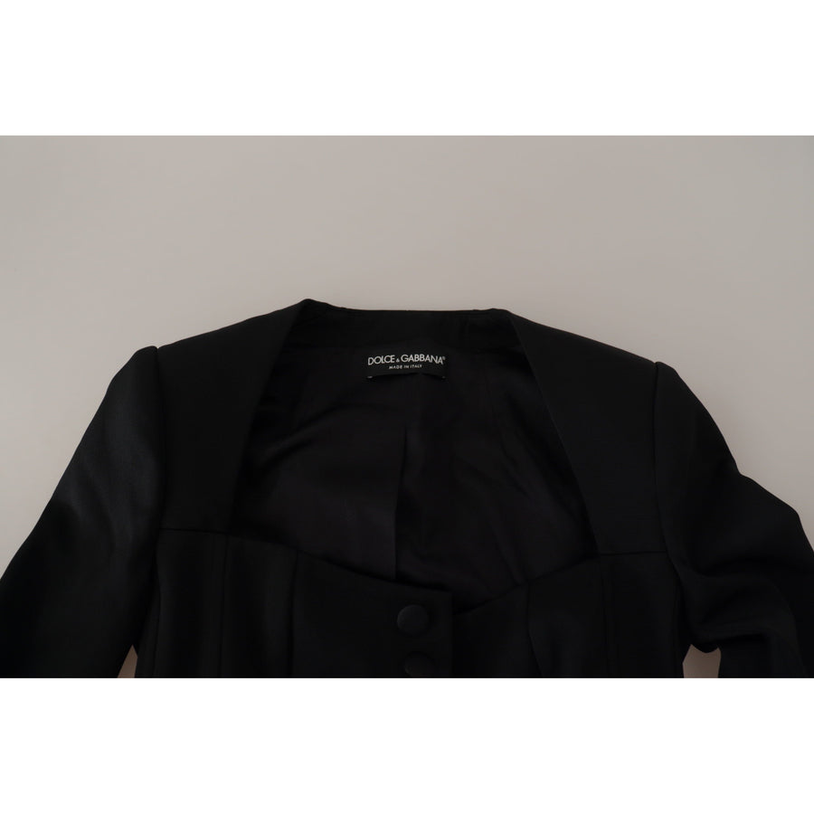 Dolce & Gabbana Sleek Black Snap Jacket with Silk Lining