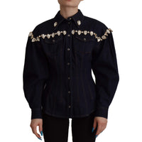 Dolce & Gabbana Elegant Crystal-Embellished Denim Jacket