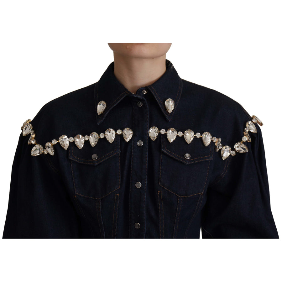 Dolce & Gabbana Elegant Crystal-Embellished Denim Jacket