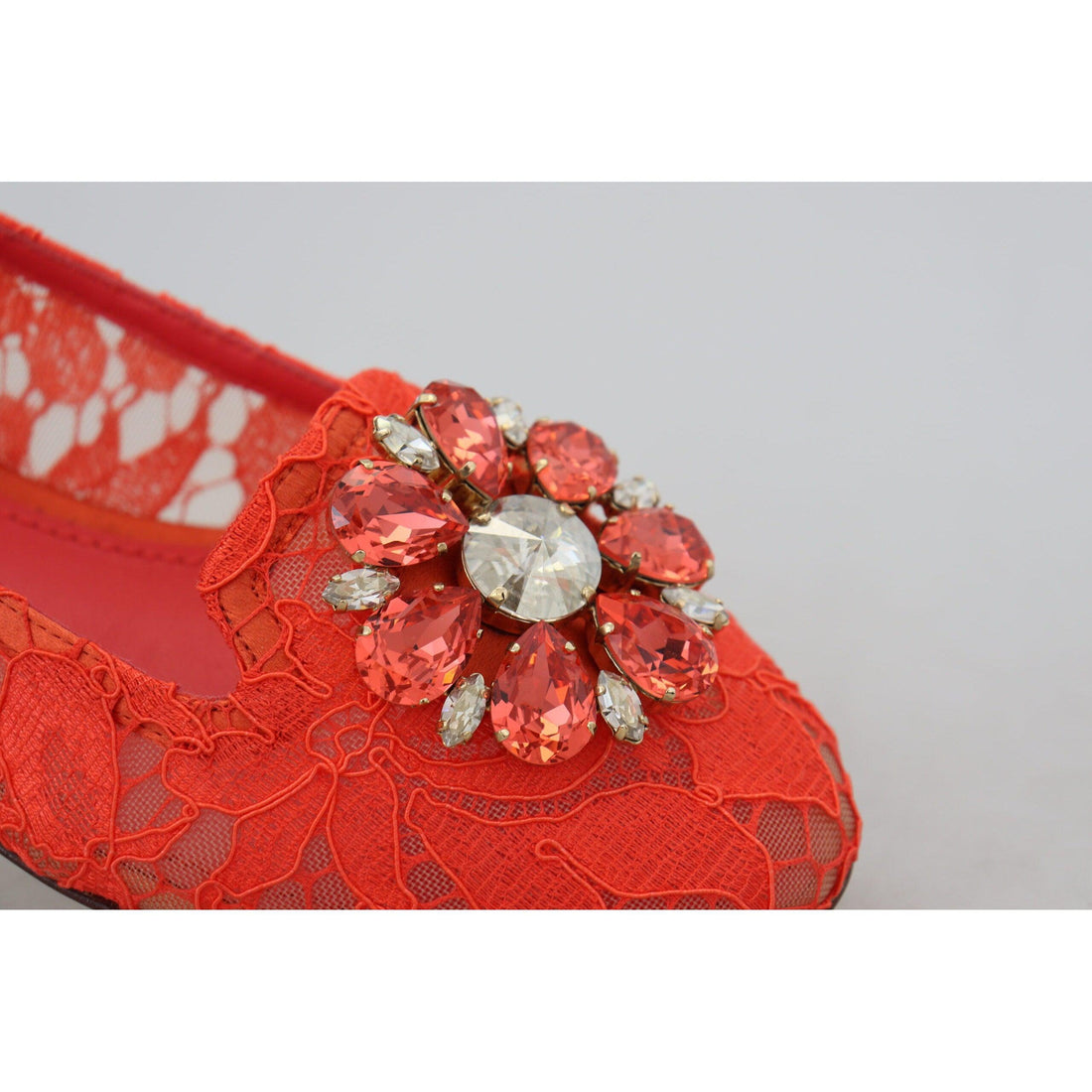 Dolce & Gabbana Elegant Lace Vally Flats in Coral Red