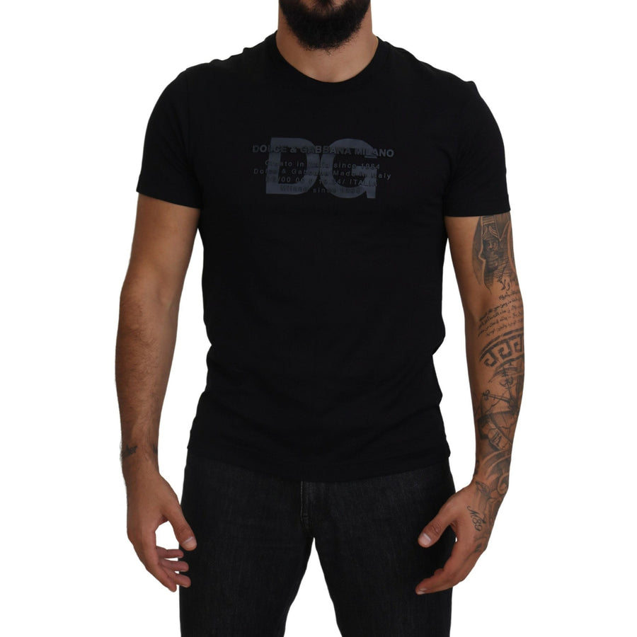 Dolce & Gabbana Elegant Black Logo Print Cotton T-Shirt