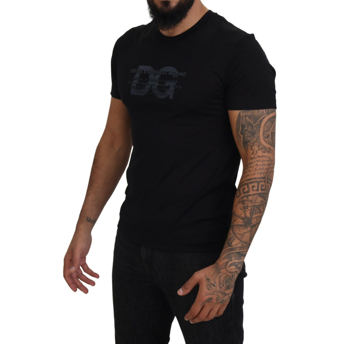 Dolce & Gabbana Elegant Black Logo Print Cotton T-Shirt