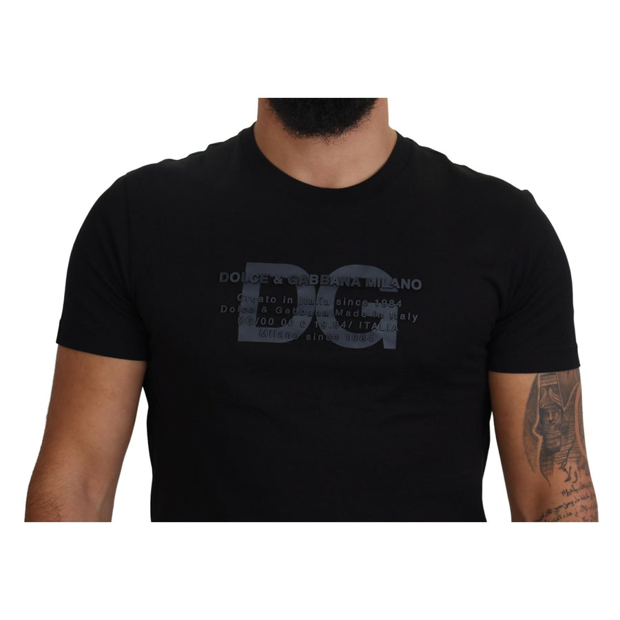 Dolce & Gabbana Elegant Black Logo Print Cotton T-Shirt