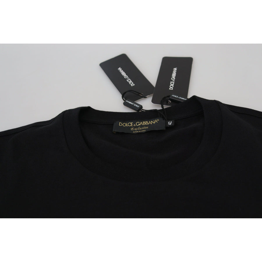 Dolce & Gabbana Elegant Black Logo Print Cotton T-Shirt