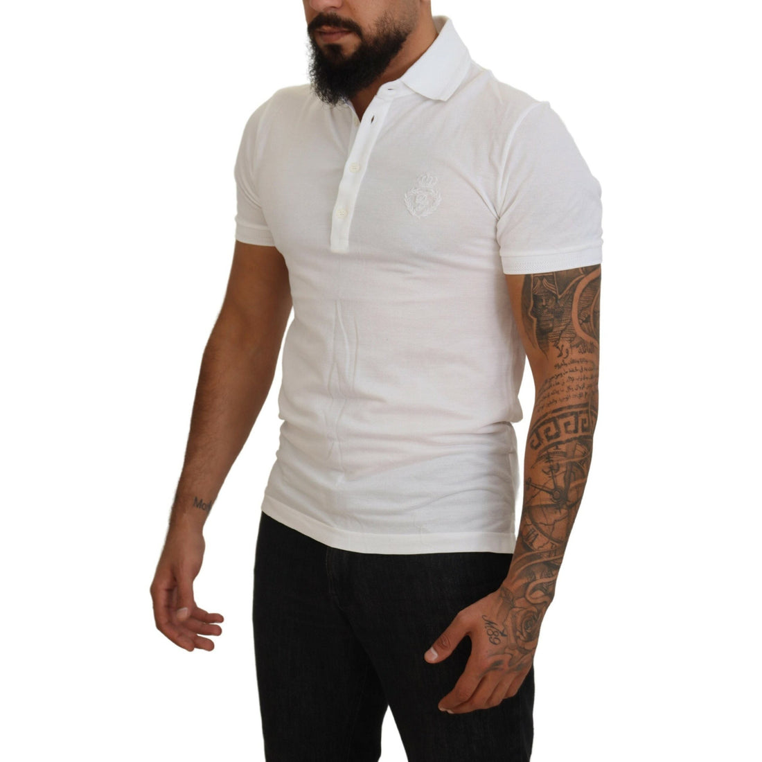 Dolce & Gabbana Elegant White Cotton Blend Polo