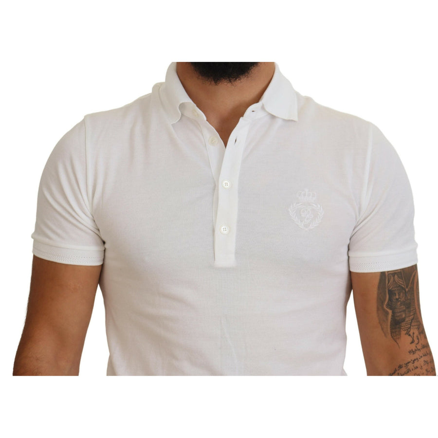 Dolce & Gabbana Elegant White Cotton Blend Polo