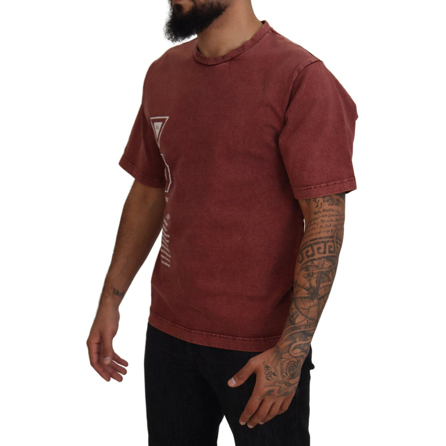 Dolce & Gabbana Elegant Maroon Printed Cotton Tee