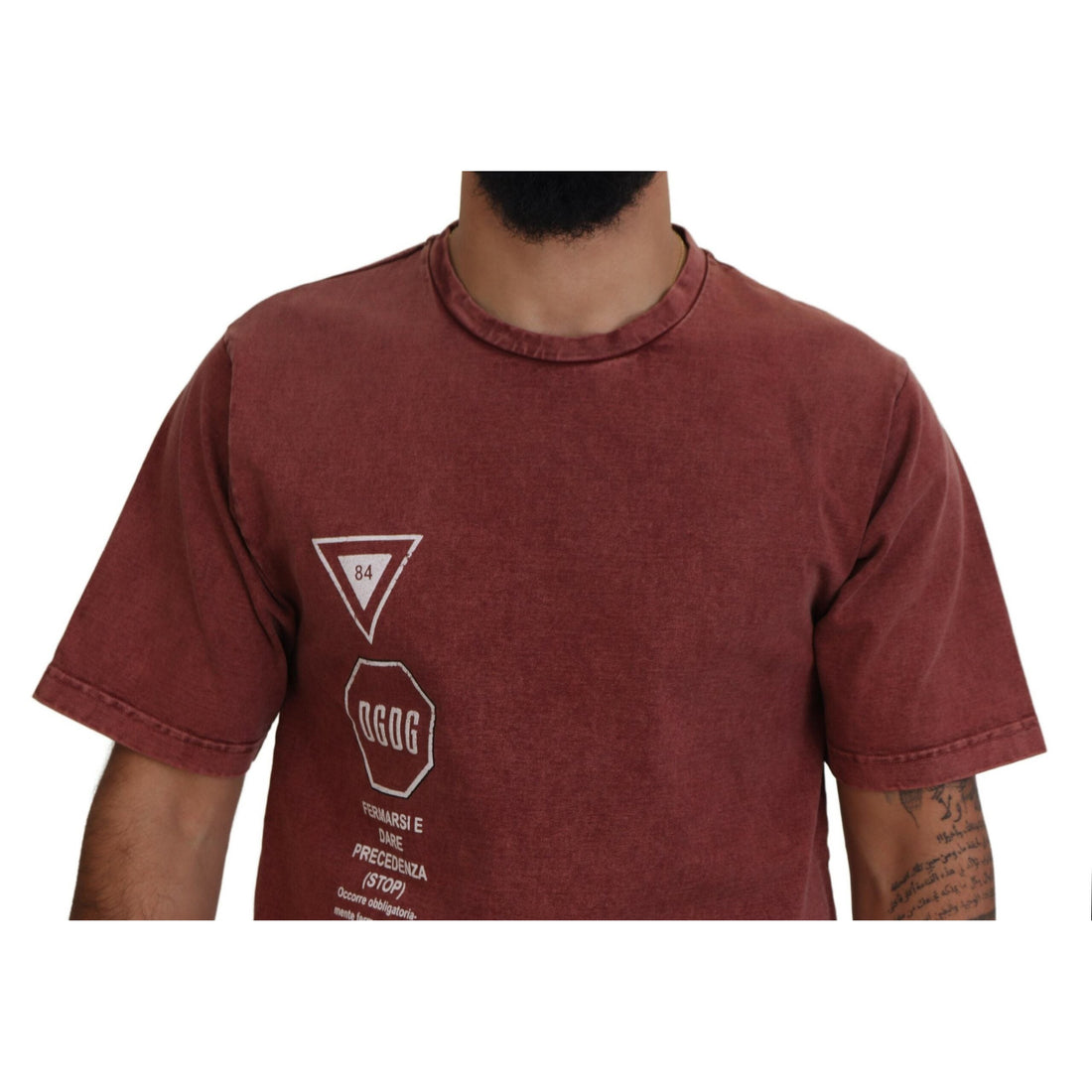 Dolce & Gabbana Elegant Maroon Printed Cotton Tee