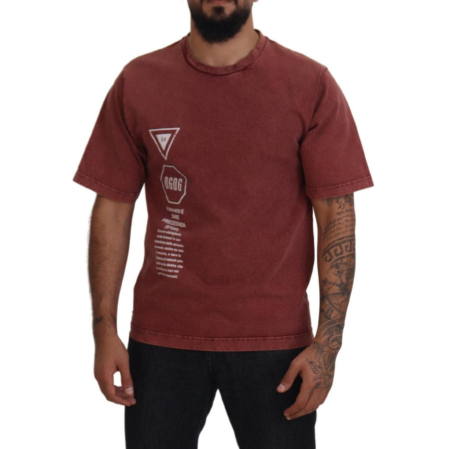 Dolce & Gabbana Elegant Maroon Printed Cotton Tee