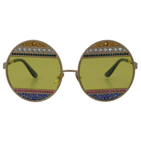 Dolce & Gabbana Crystal Embellished Gold Oval Sunglasses