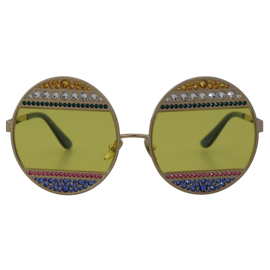 Dolce & Gabbana Crystal Embellished Gold Oval Sunglasses